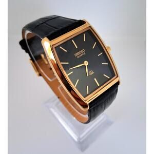 ⭐ Men's Vintage Seiko Barrel/Tonneau Leather Tank RARE